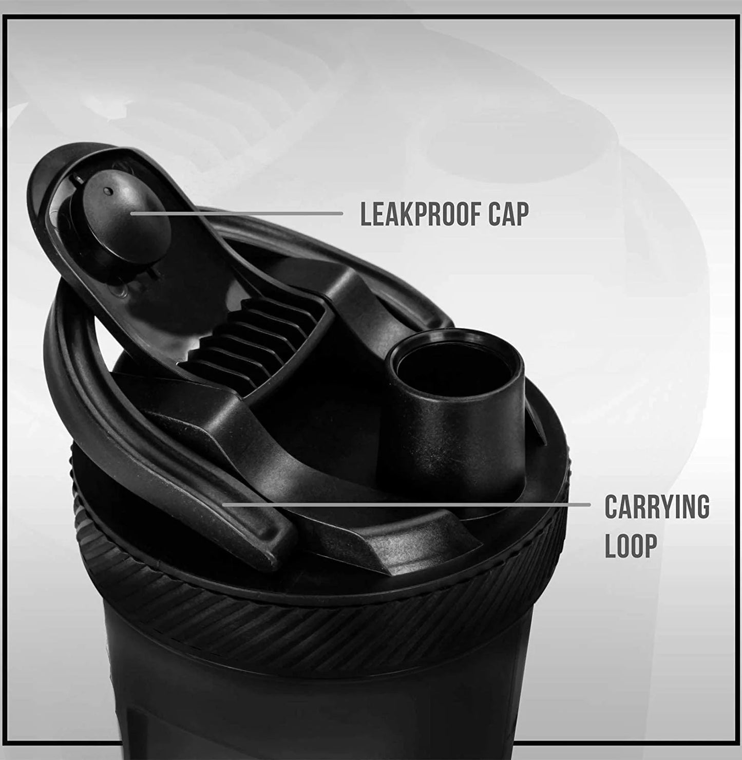 Premium Shaker Bottle with Twist and Lock Box Storage (24-Oz) BPA Free & Leakproof