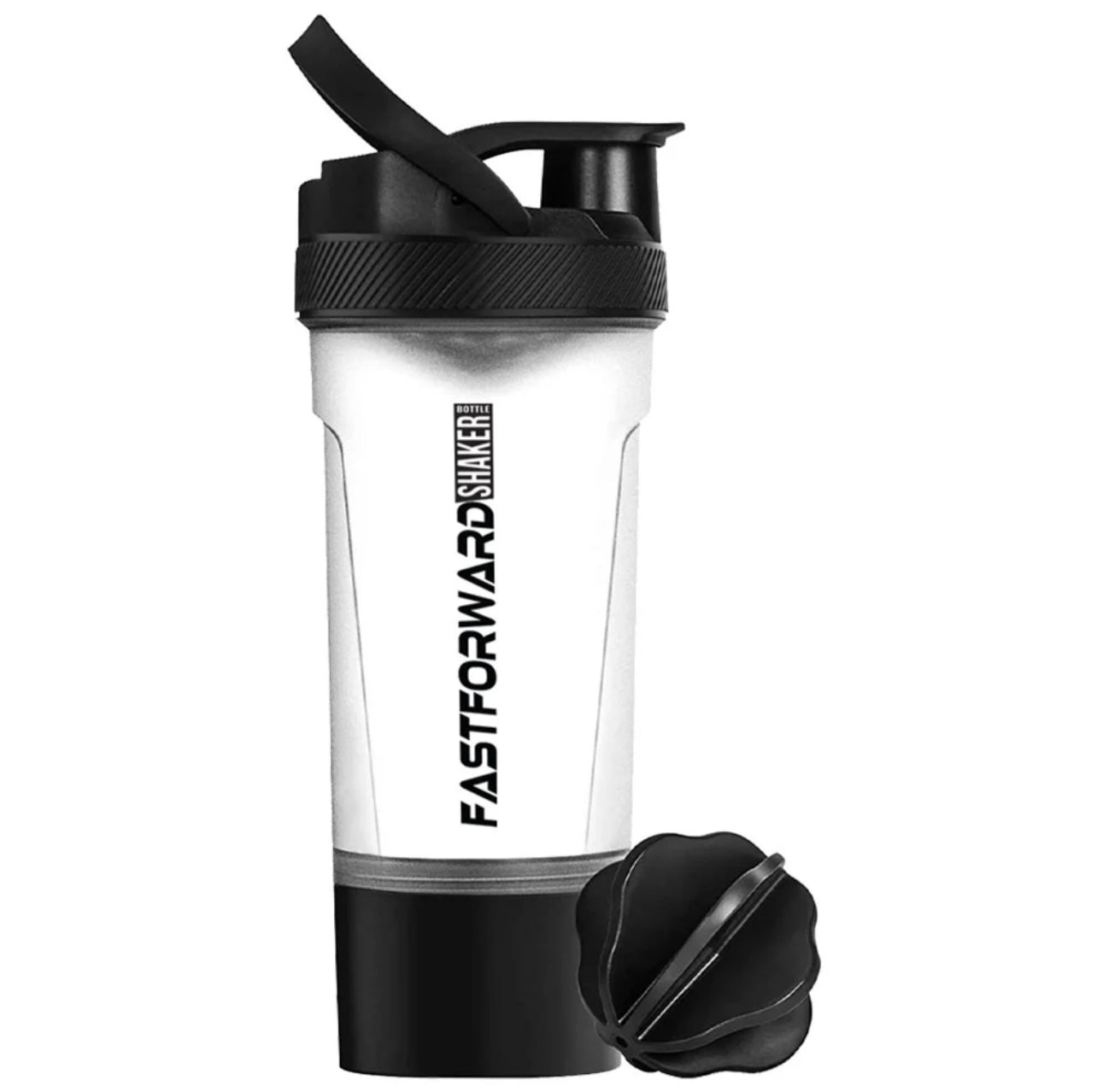 Premium Shaker Bottle with Twist and Lock Box Storage (24-Oz) BPA Free & Leakproof