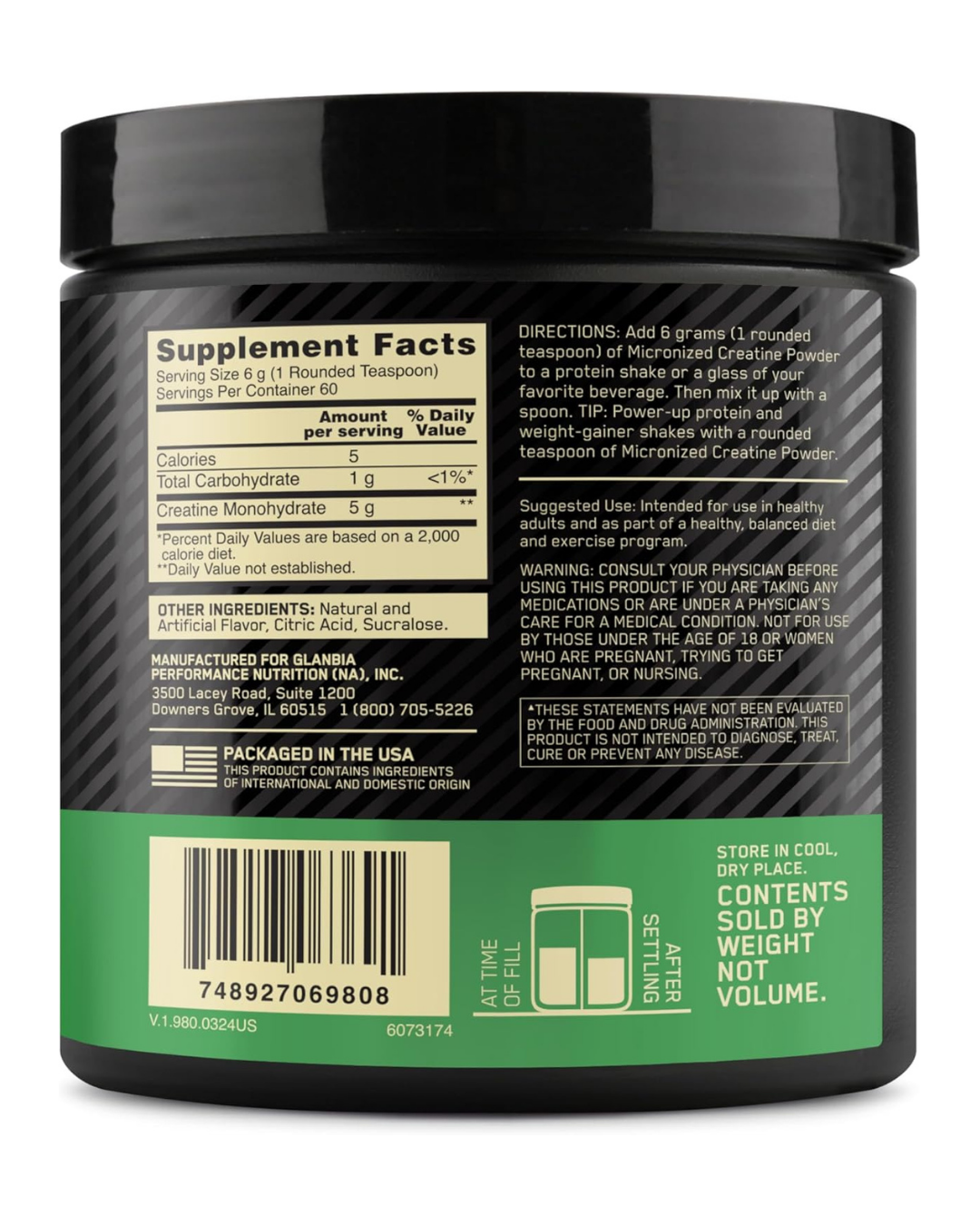 ON Micronized Creatine Flavoured 60 Servings