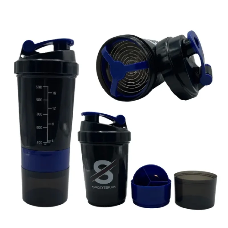 Sportsium Spider Shaker Bottle with two Storage Cups and Compartment