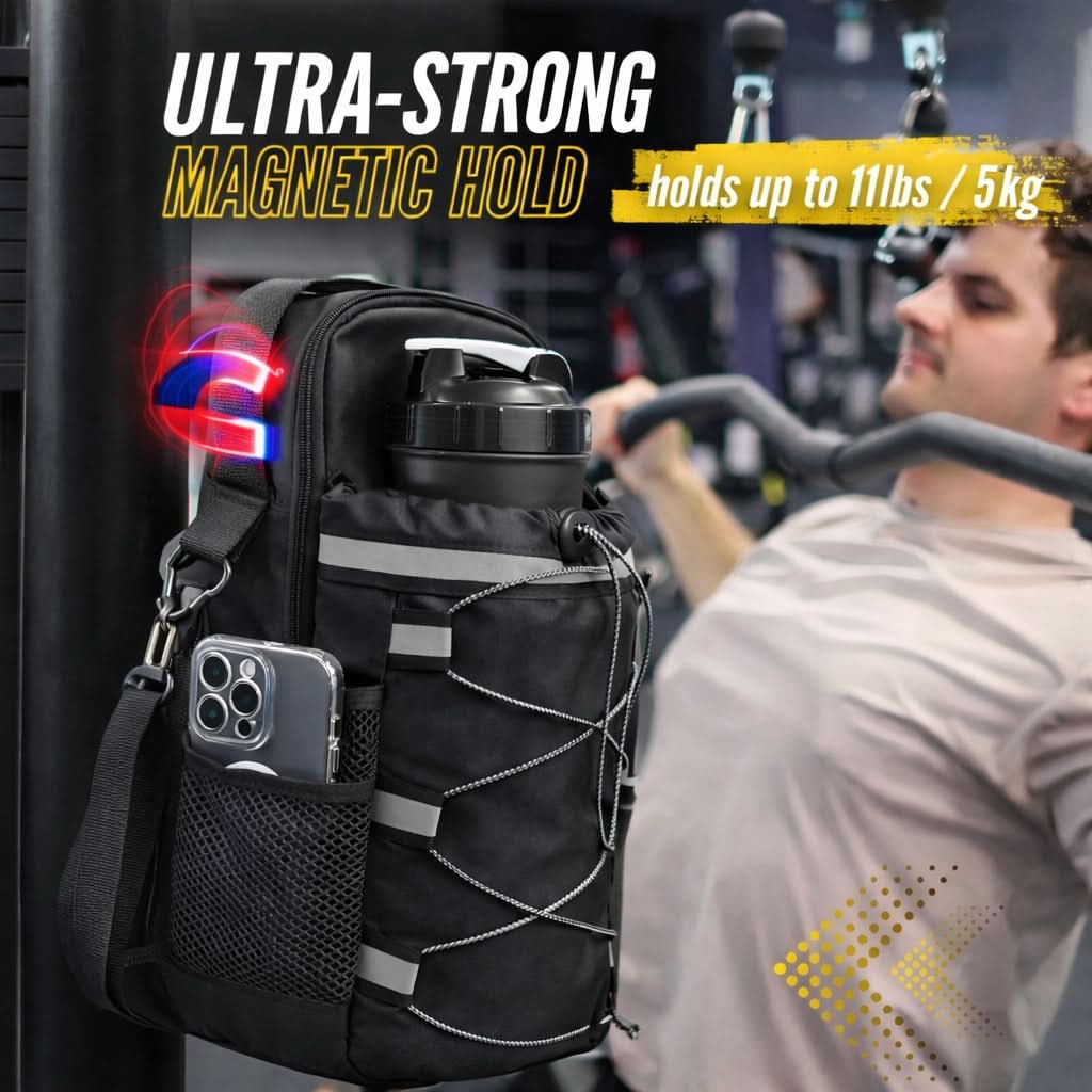 Magnetic Gym Bag – Rack-Mount Storage Organizer with Bottle Holder