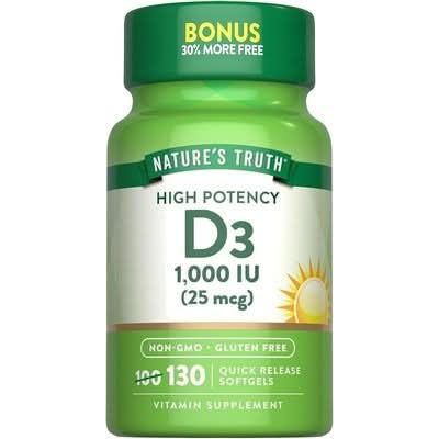 Nature’s Truth Vitamin D3 1,000 IU (25 mcg) – 130 Quick Release Softgels Primus Nutritions