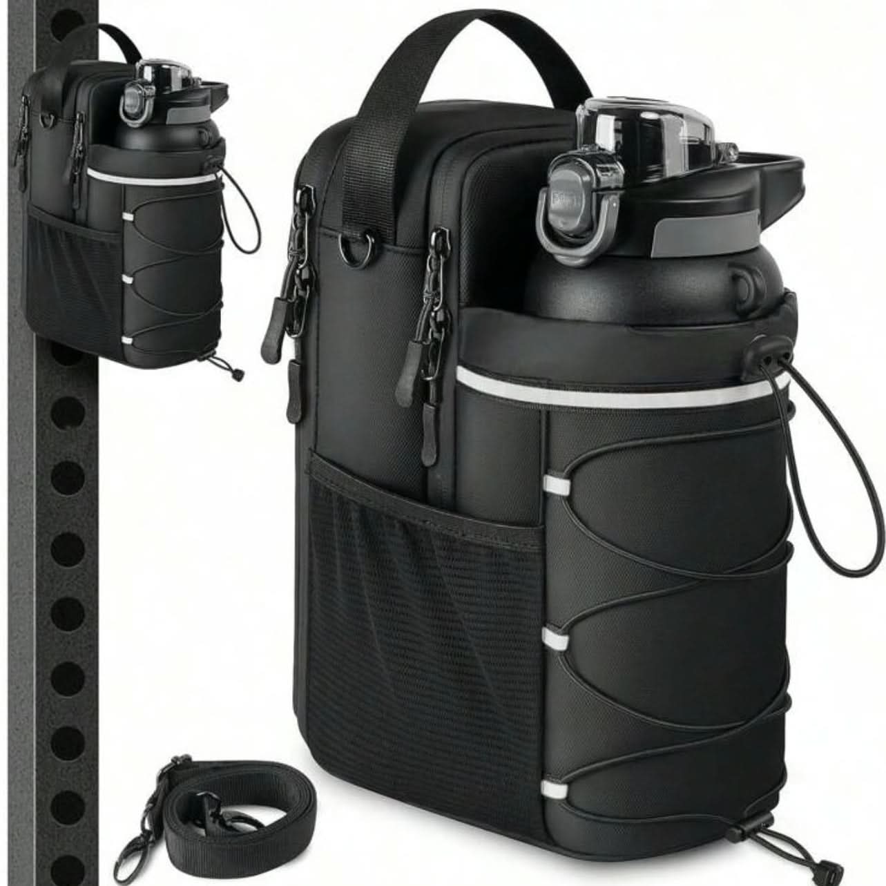 Magnetic Gym Bag – Rack-Mount Storage Organizer with Bottle Holder