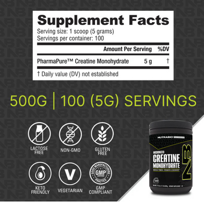 NutraBio Micronized Creatine – 100 Servings
